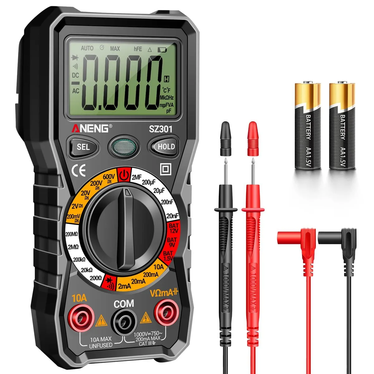  ANENG Digital Multimeter with Case 600V 10A — product photo