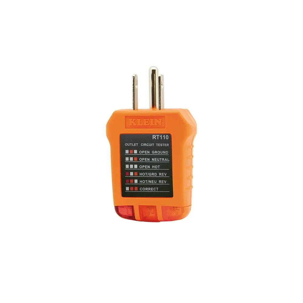 Compact yellow outlet tester with three indicator lights and North American plug prongs