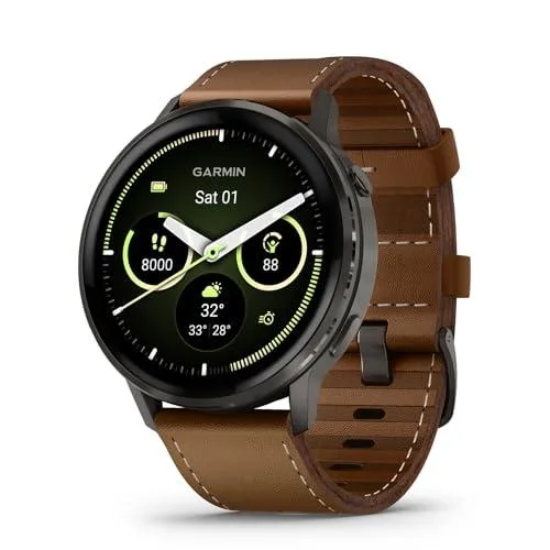 Garmin Garmin Venu 4 45mm Smartwatch Slate Brown Leather Band — product photo