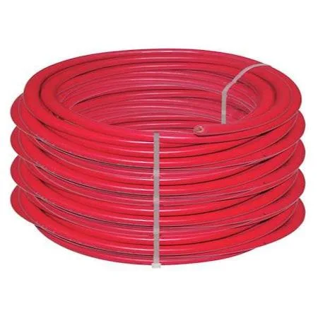 Red EPDM welding cable on a spool, 6 AWG copper conductor, 100 ft length