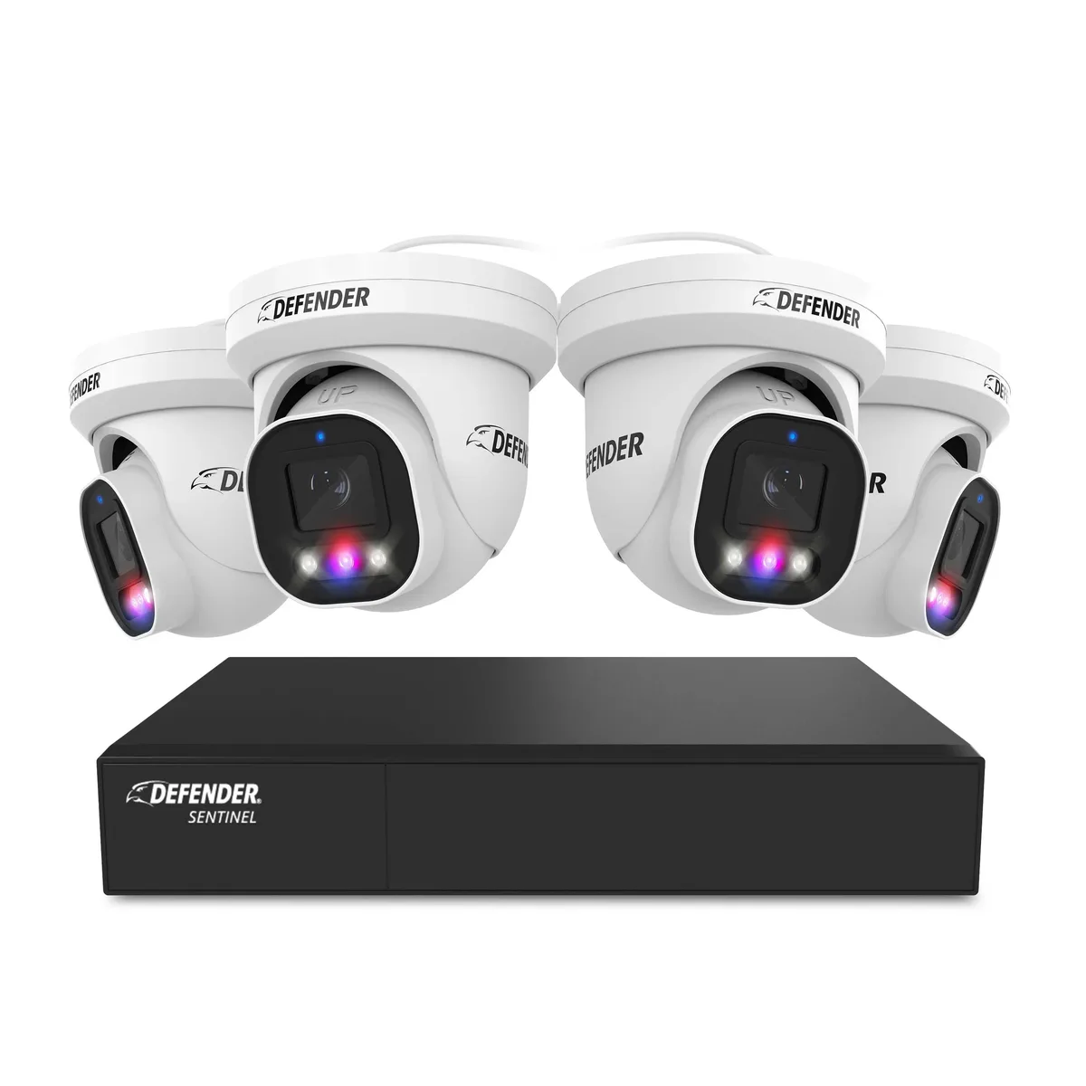 Defender Defender Sentinel Pro Turret 4K 8CH NVR PoE Surveillance Security System 4 Cameras 1TB HDD — product photo