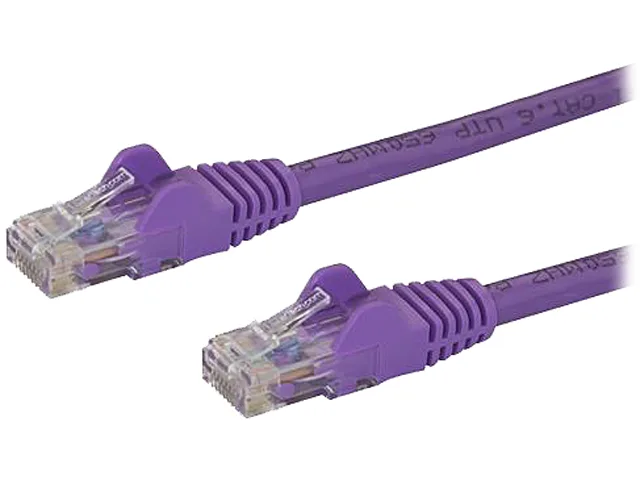 Purple Cat6 patch cable, 3 ft, snagless RJ45 connectors, molded PVC jacket