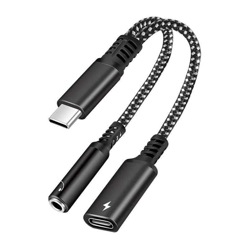 Corn Electronics Corn Electronics USB-C to 3.5 mm Adapter PD 60W Charging Black — product photo