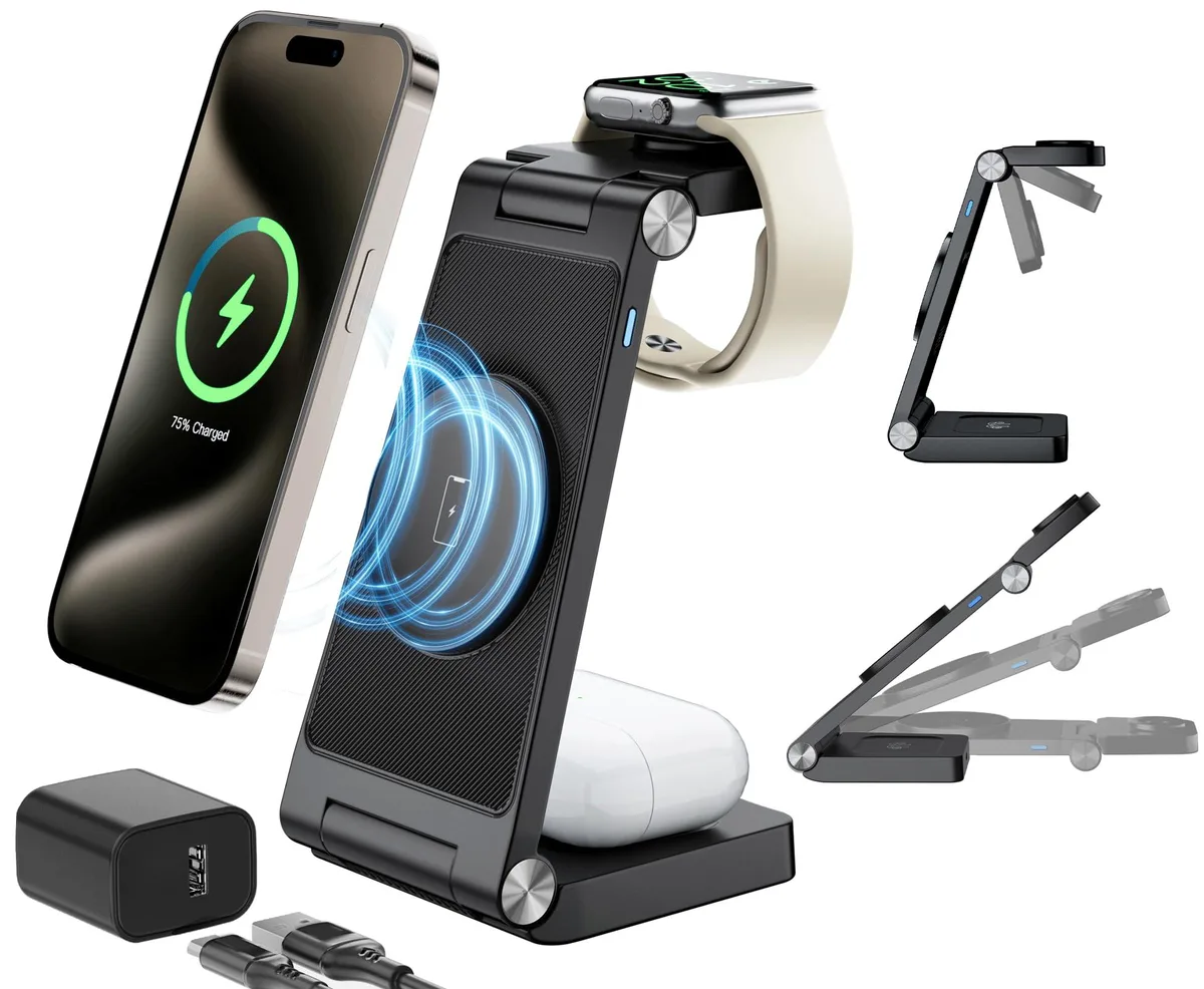  ANNNWZZD LR-WR327-B 3-in-1 Magnetic Wireless Charger (Black) — product photo