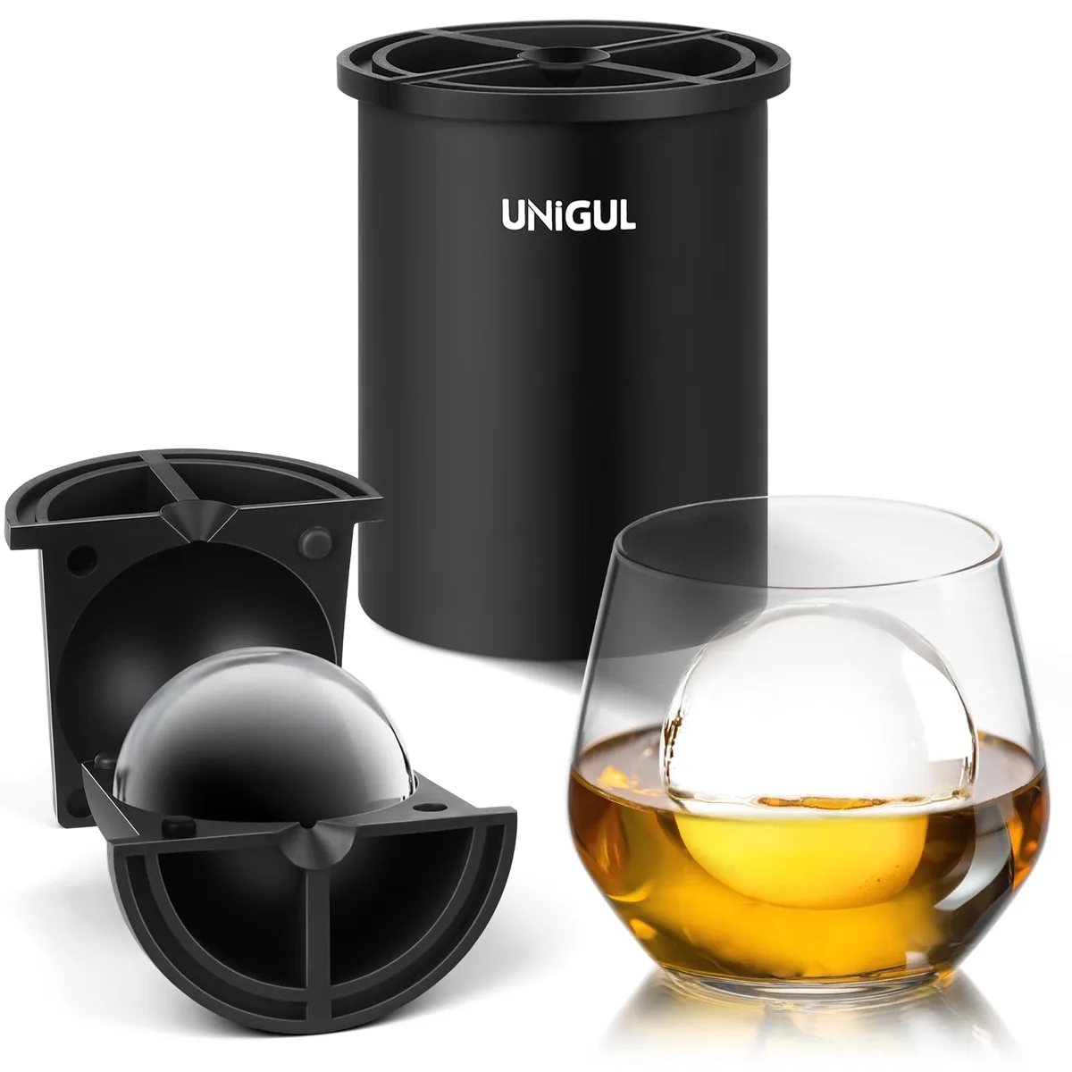 Stainless steel insulated cup with black silicone mold, 3.4 inches square by 6 inches tall