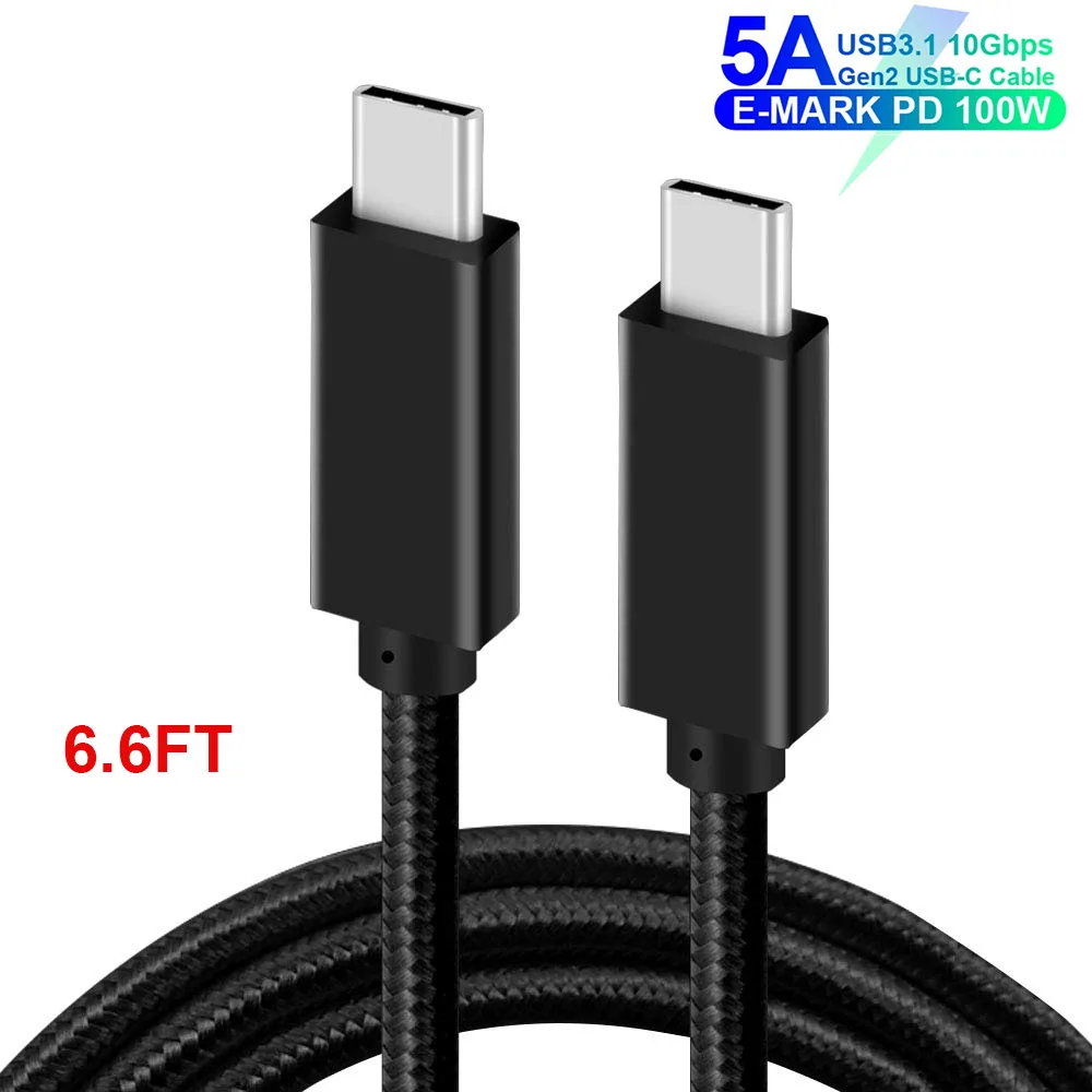 Hitoor Hitoor USB C to USB C Cable 6.6ft USB 3.1 Gen2 100W 5A Thunderbolt 3 Black — product photo