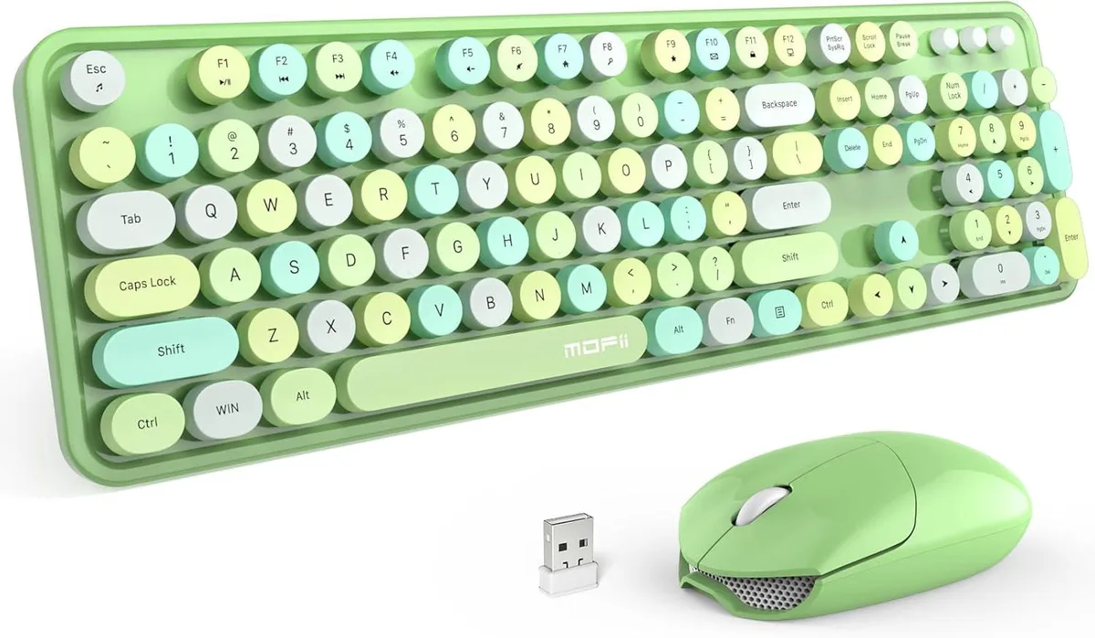 TUKO TUKO Wireless Gaming Keyboard and Mouse Combo Green Colorful 2.4GHz — product photo