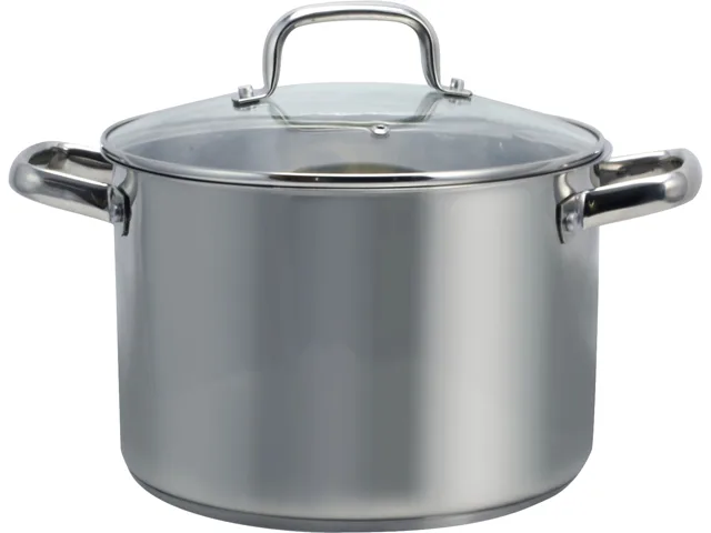 Silver stockpot with tempered glass lid