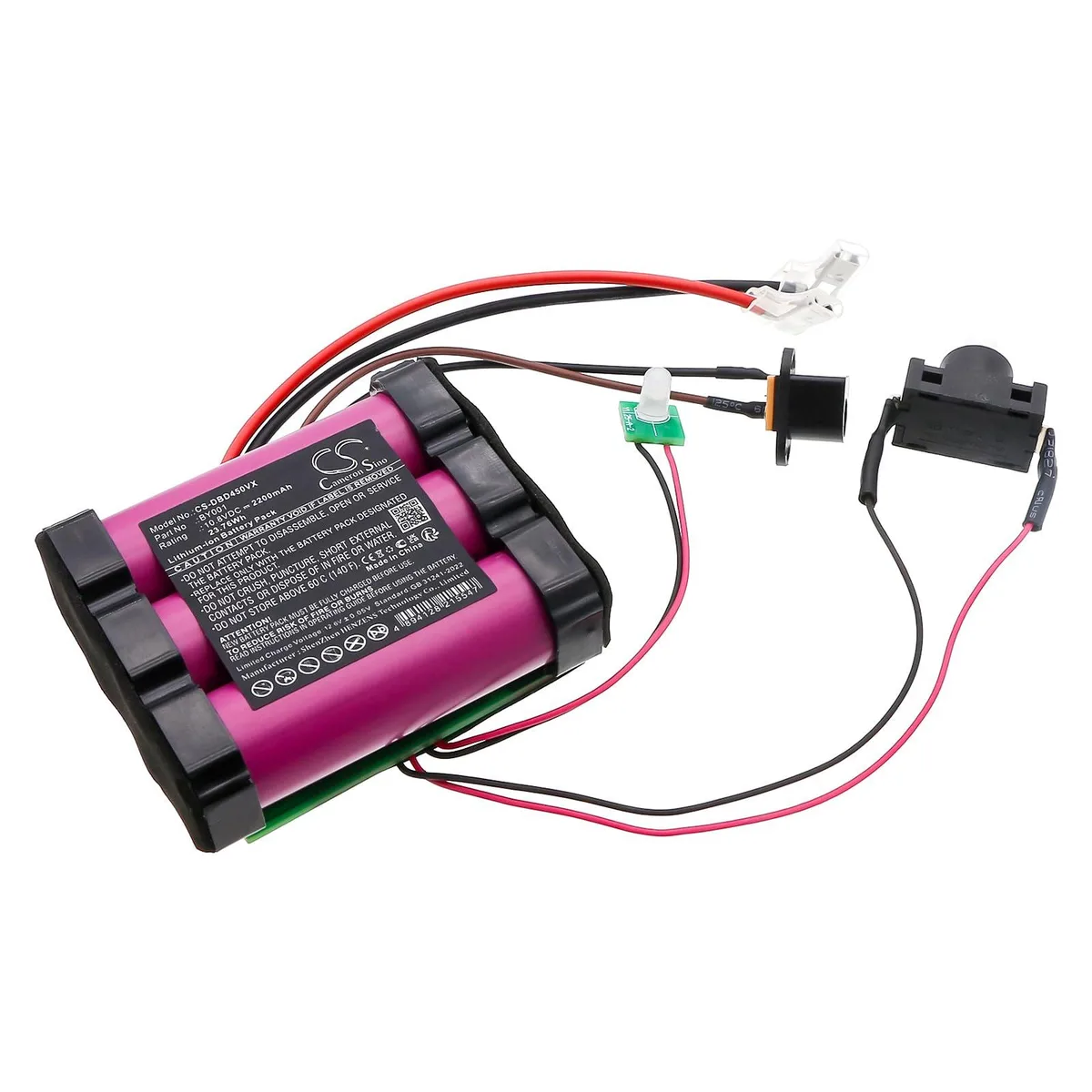  Cameron Sino BY001 2200mAh 10.8V lithium polymer battery for Dirt Devil BD45000 — product photo