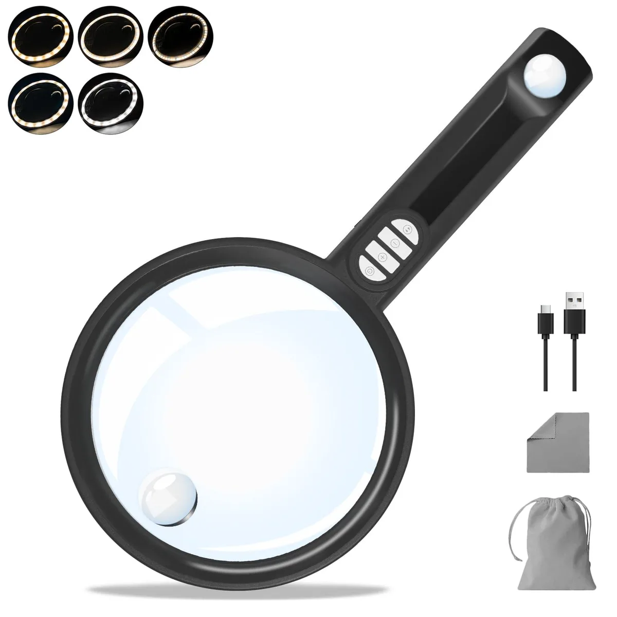  MAGNIBULLS 6912 Printmaking Magnifier 10X/20X/45X 54 LED USB-C 5.12in — product photo