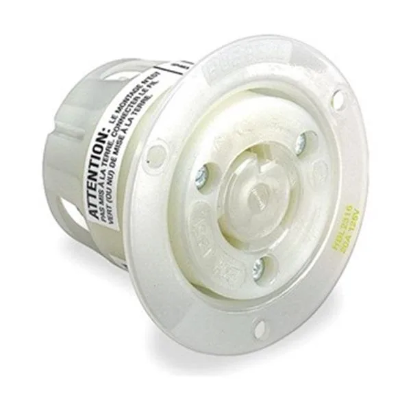 Hubbell Incorporated Hubbell Incorporated HBL2616 Flanged Locking Receptacle L5-30R 30 A 125V AC White video accessory — product photo