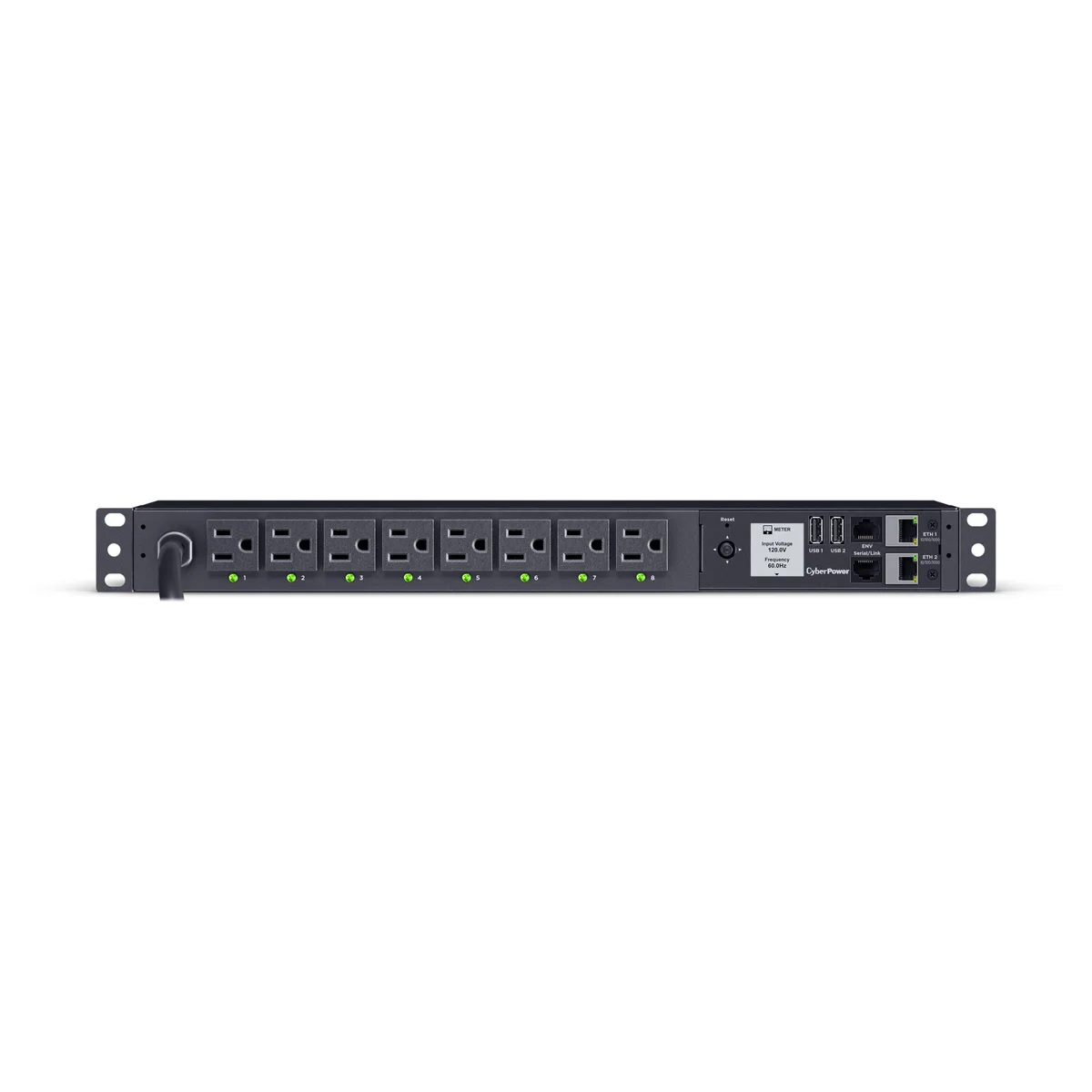 CyberPower CyberPower PDU81001G PDU 100-120V 15A 8 Outlet 12ft 1U LCD — product photo