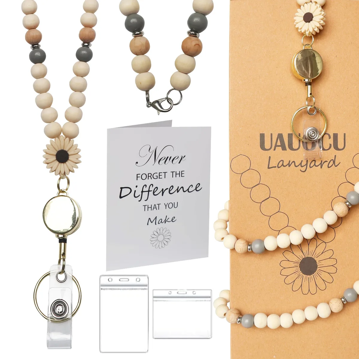  UAUOCU US-UAU-LAN1YARD Large Beige Daisy wooden bead neckwear — product photo