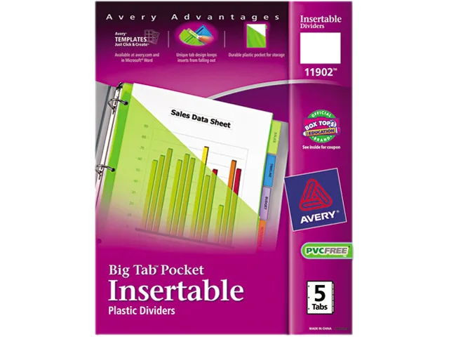 Avery Avery 11902 Big Tab Plastic Dividers, 5-Tab, Letter, Assorted — product photo