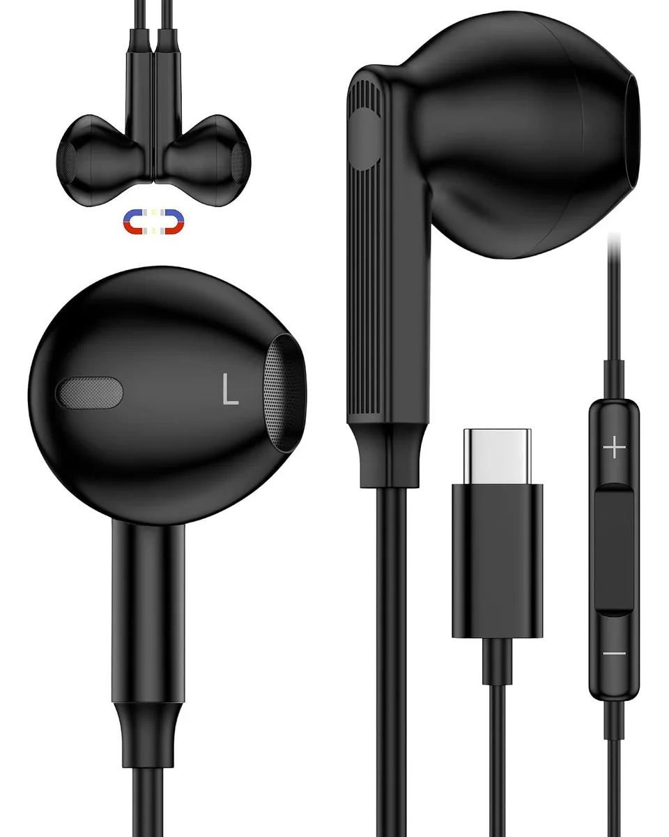 MAONO MAONO USB-C wired earbuds with mic, black — product photo