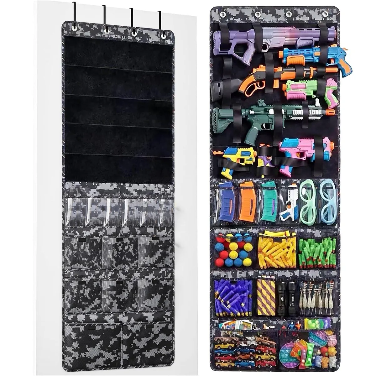 Over The Door Toy Gun Organizer Camo 14 Pockets 20 Straps — product photo