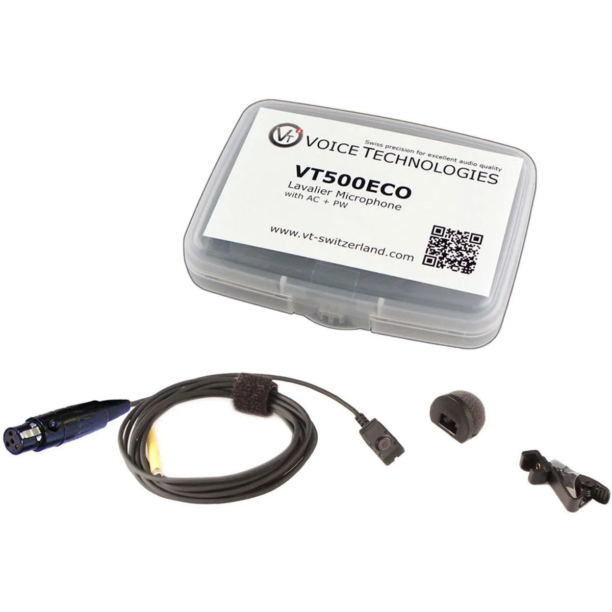 Voice Technologies Voice Technologies VT500ECO Omnidirectional Lavalier Kit TA4F Shure Black — product photo