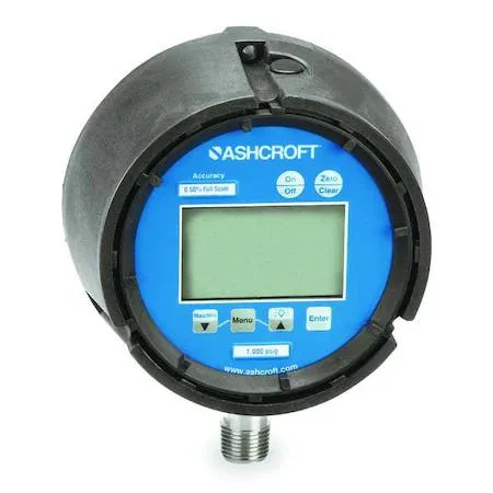 Ashcroft 452074 digital vacuum gauge, thermoplastic case, 4 1/2 in dial, IP65, bottom NPT connection