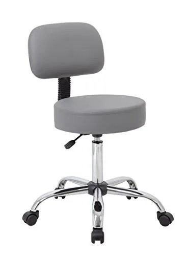 BOSS Office Products BOSS Office Products B245-GY Grey Medical Stool with Back Cushion office furniture — product photo