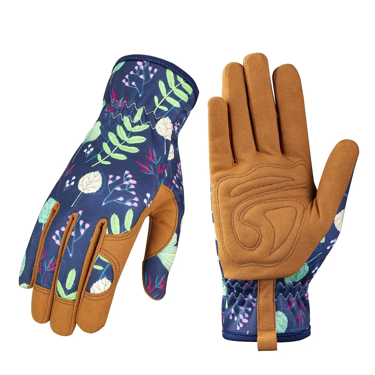  Bamllum Gardening Gloves Women Microfiber Leather Blue Medium — product photo