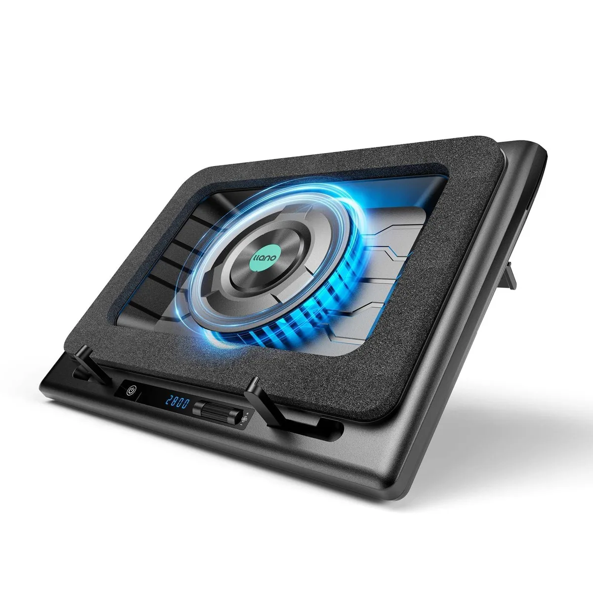 ENHANCE V12 laptop cooling pad, 5.5 in turbo fan, 3 USB 2.0 ports, fits 15.6–19 in — product photo