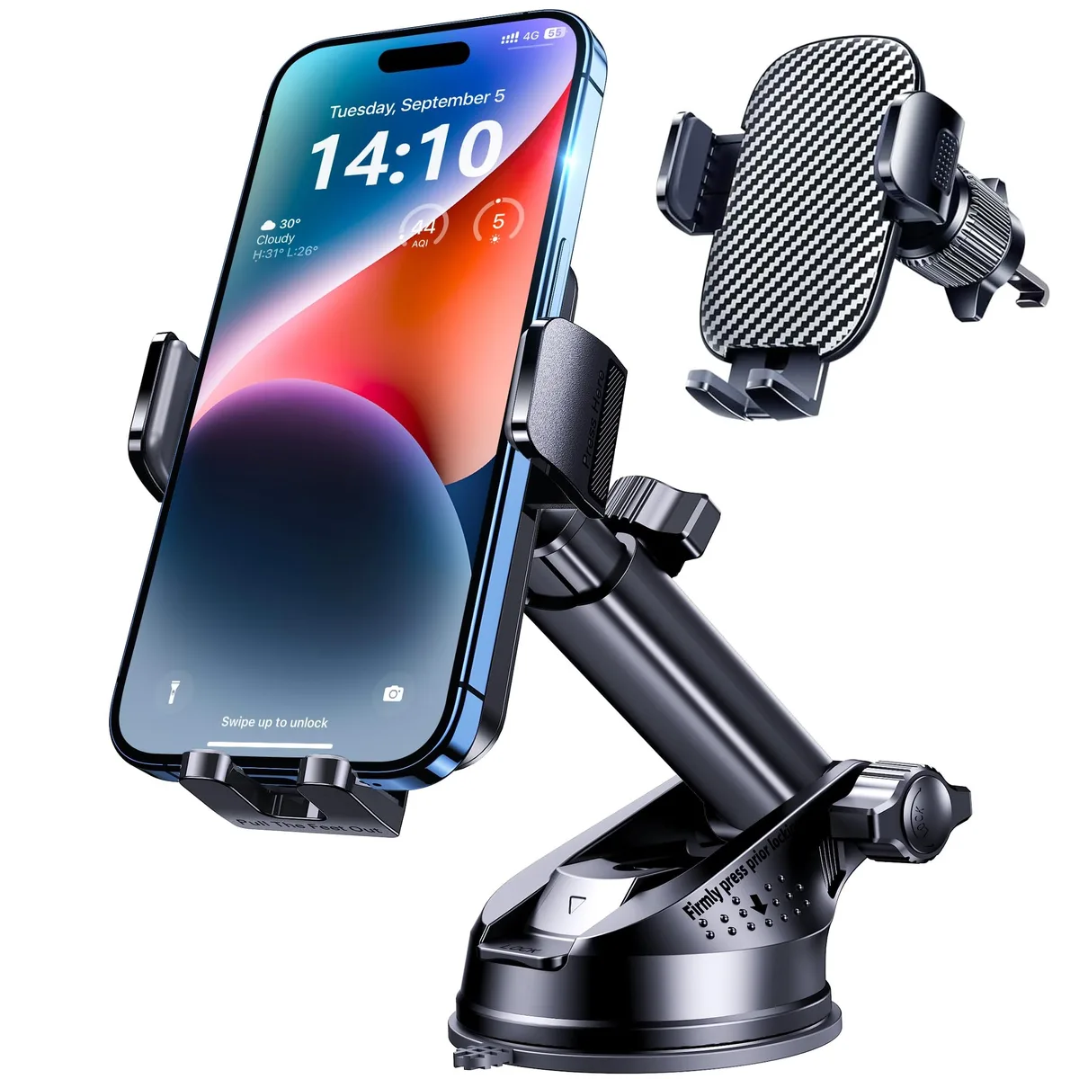  GUWEZ No.1 Phone Holder Car Black 3-in-1 Dashboard Windshield Air Vent — product photo