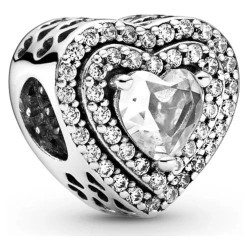 PANDORA PANDORA Sparkling Leveled Hearts Charm sterling silver — product photo