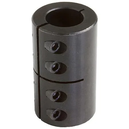 Small cylindrical metal coupling, silver finish