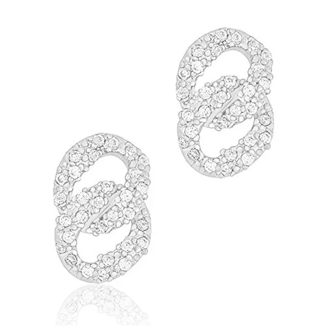 ORROUS &amp; CO ORROUS &amp; CO 18K White Gold Plated Cubic Zirconia Double Loop Stud Earrings — product photo