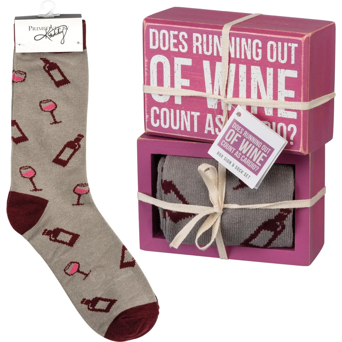 Primitives By Kathy Primitives By Kathy Box Sign Sock Set Wine Cardio 4.5 1.75 — product photo