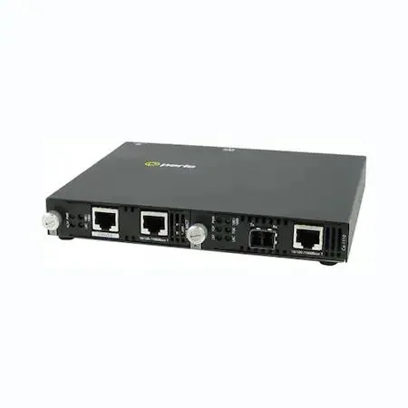 Perle SMI-1110-S2LC10 media converter mount, compact metal bracket with screw holes
