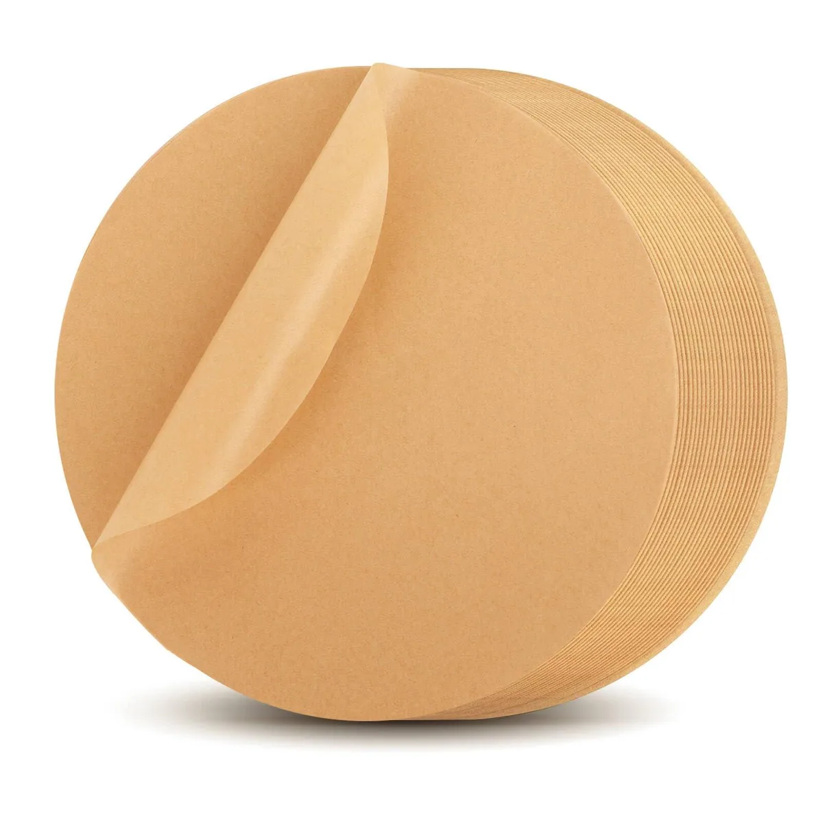 Stack of 200 unbleached kraft parchment rounds, natural brown sheets