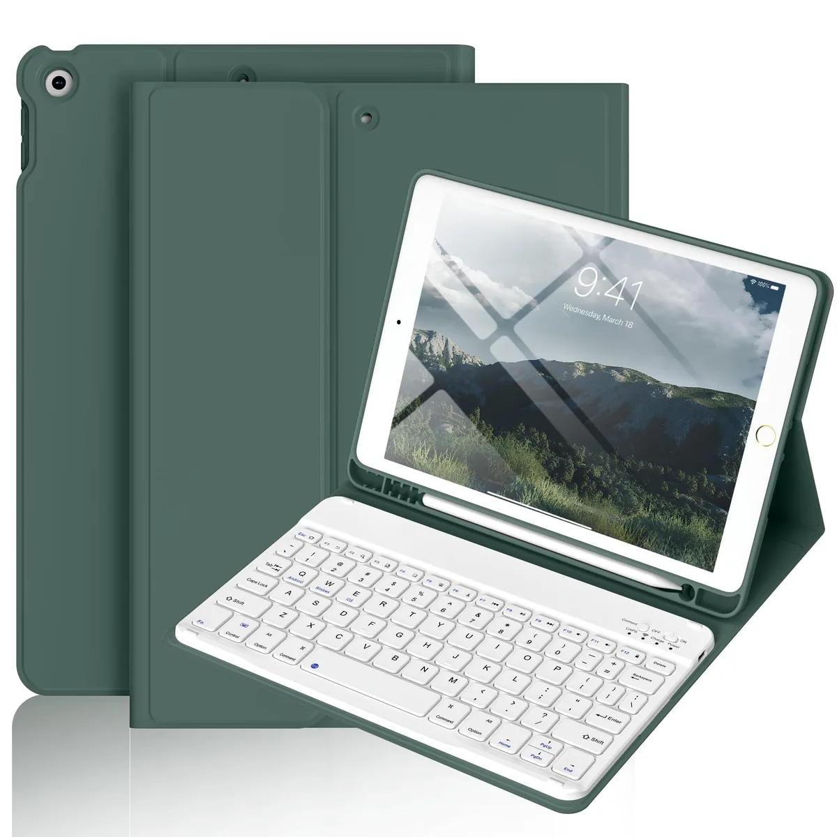 BoYata BoYata 10.2 inch Keyboard Case for iPad 9/8/7 Gen Dark Green 2 in 1 Accessory — product photo