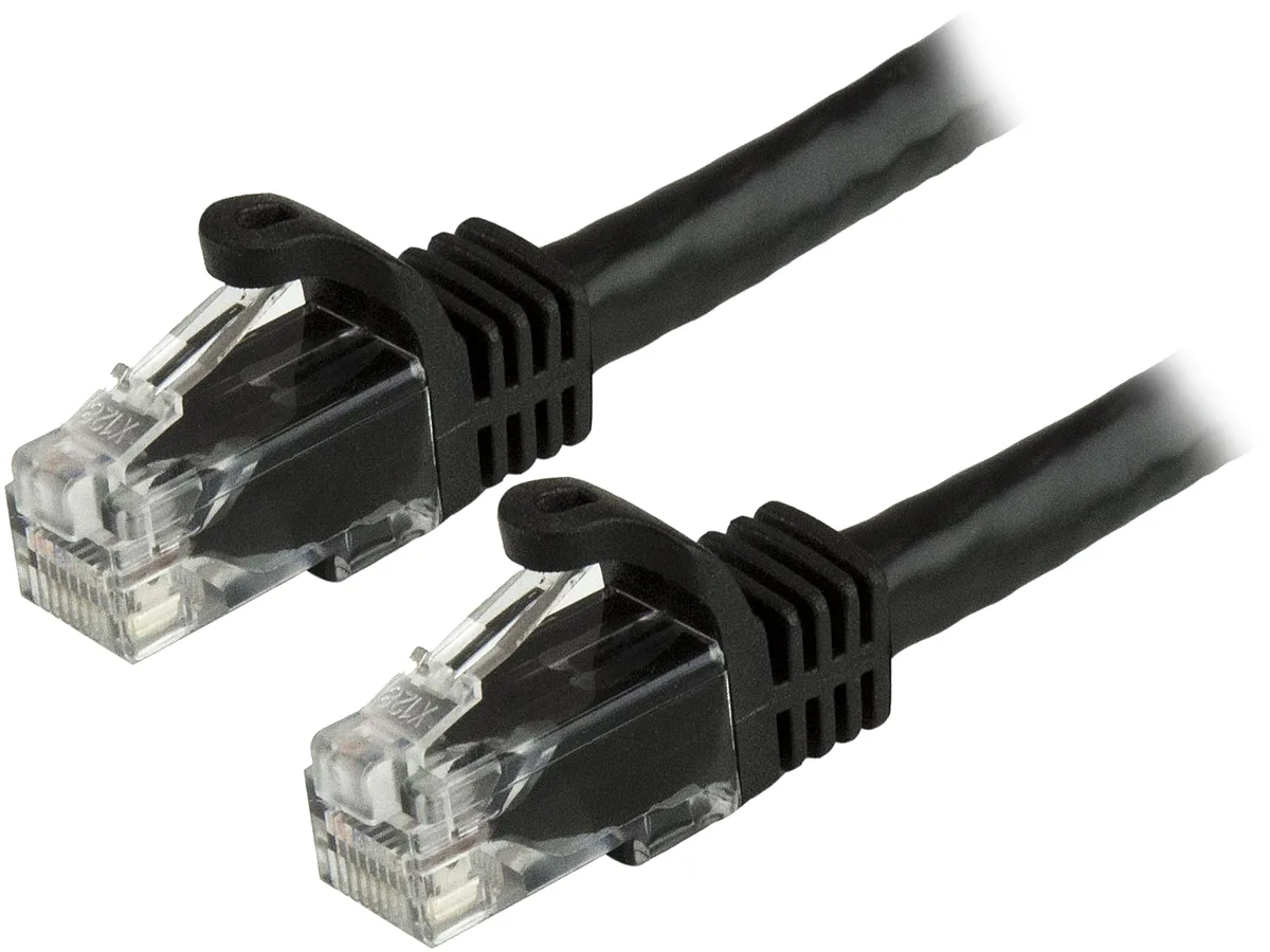 STARTECH STARTECH N6PATCH1BK Cat6 network ethernet cable 1 ft black snagless RJ45 24 AWG 250 MHz — product photo