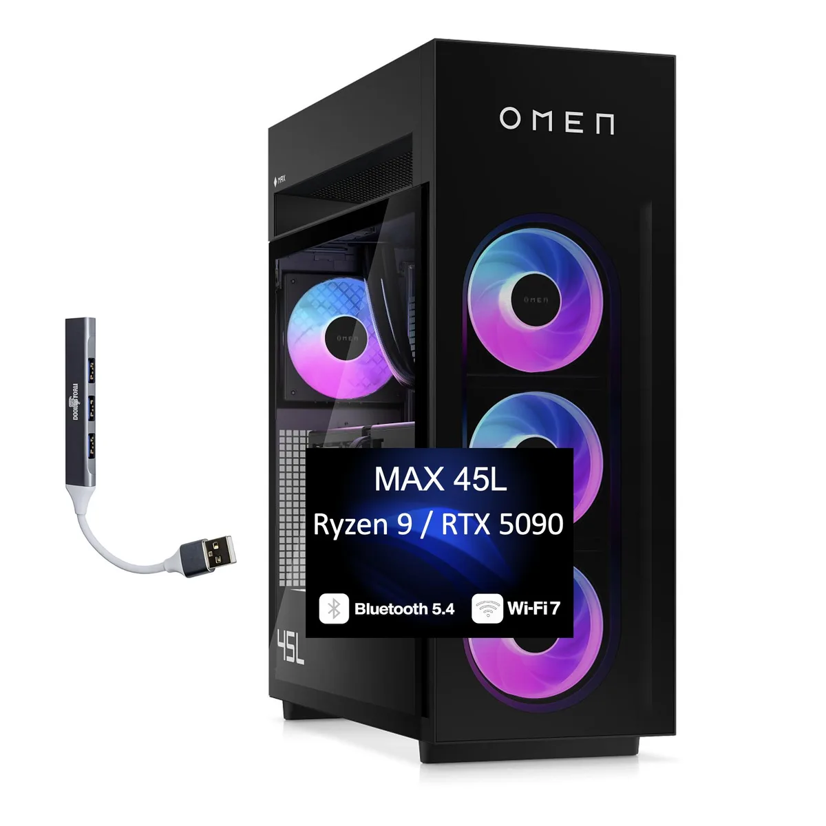 HP HP OMEN MAX 45L Gaming Desktop PC Ryzen 9 9900X3D RTX 5090 32GB GDDR7 64GB DDR5 4TB SSD — product photo