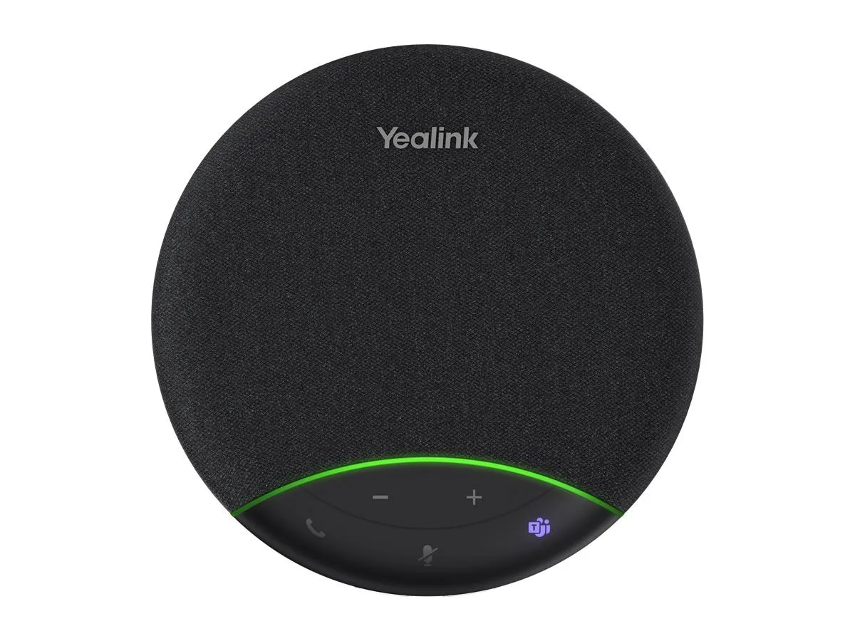 Compact round USB speakerphone with matte finish, BT51C dongle and cable