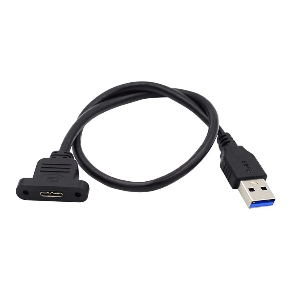 Fervit Fervit USB 3.0 Type-A Male to Micro 3.0 Type-B Female Screw Mount Extension Cable 50cm 5Gbps — product photo