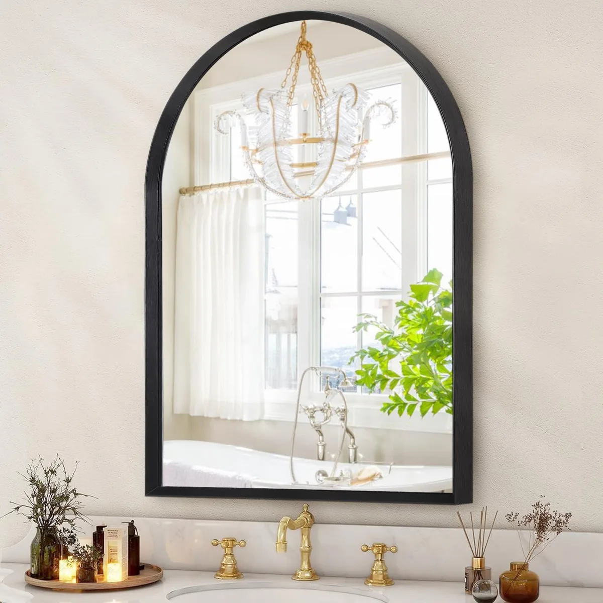 HLFMVWE Black Arched Mirror 16" x 12 — product photo