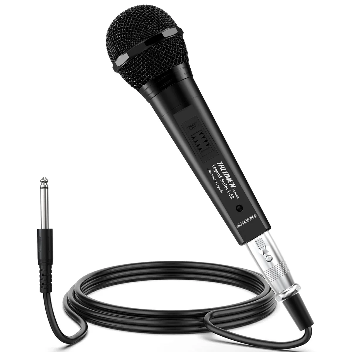  Talomen L52-B Wired Dynamic Microphone Black 20ft 6.5ft XLR Cable — product photo