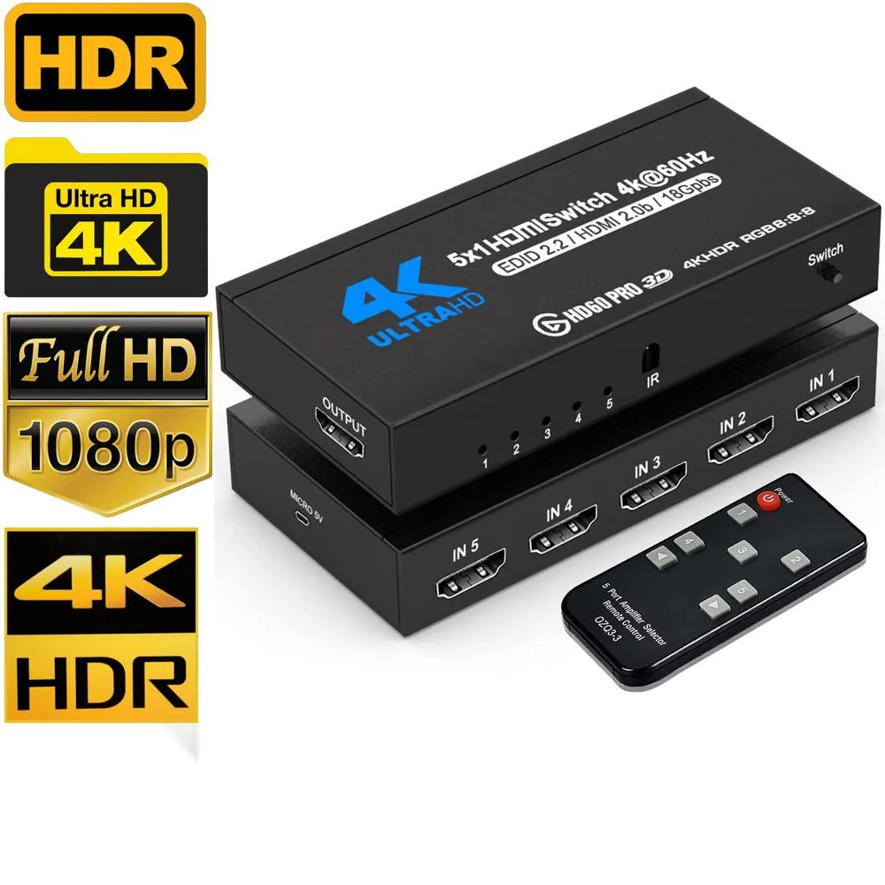 Jansicotek Jansicotek 7 Port HDMI Switch 4K 60Hz IR Remote — product photo
