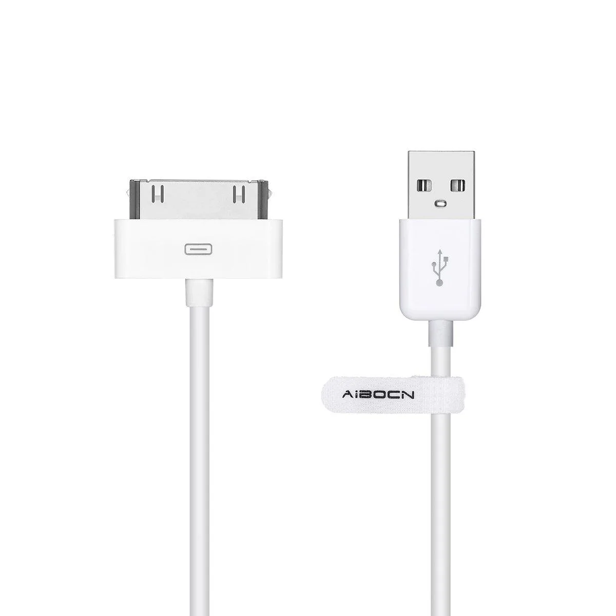 White 30-pin dock cable with USB connector, 1.2m length