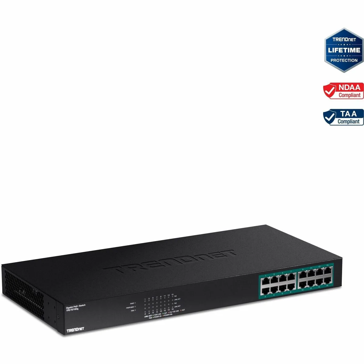 TRENDnet TRENDnet TPE-TG160g 16-port gigabit PoE+ network switch — product photo