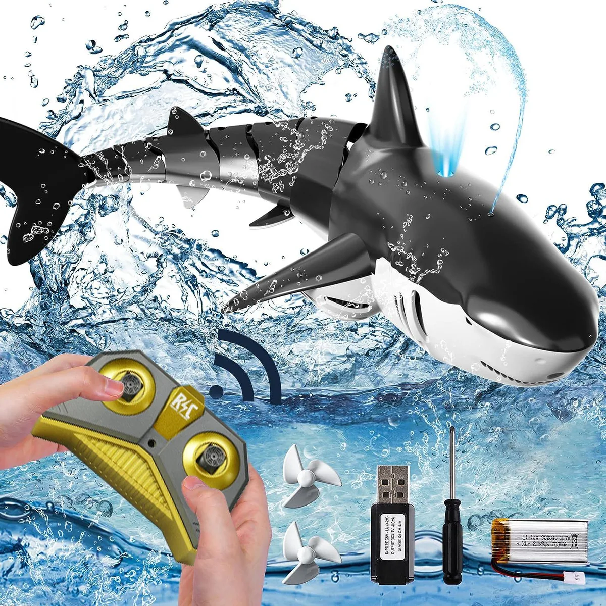 Gemdeck Gemdeck 2.4 GHz RC Shark Toy — Water Spray, 110 ft Range, 30 min Playtime — product photo