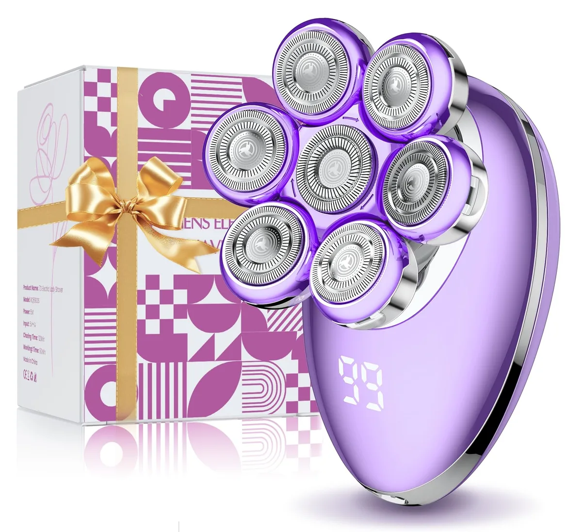 Purple cordless foil shaver with floating head