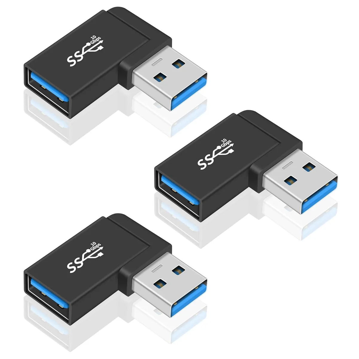 Zell Electronics Zell Electronics USB 3.0 90° Adapter Type A Male to Female 3-Pack — product photo