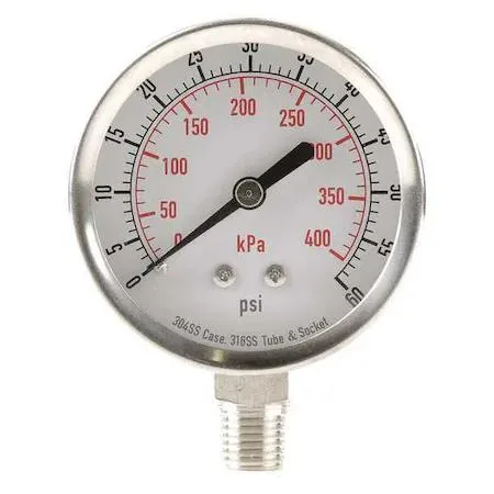 Value Brand Value Brand Test Pressure Gauge 2-1/2 In 304 Stainless Steel — product photo