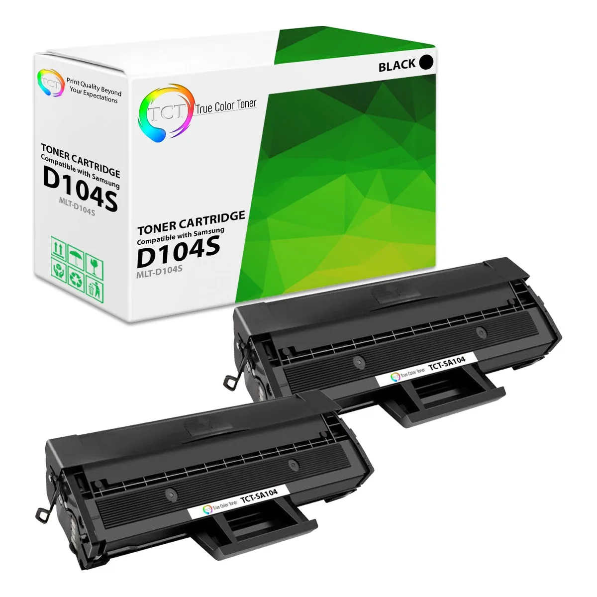 True Color Toner True Color Toner MLT-D104S Black Toner Cartridge 2 Pack 1500 Pages — product photo