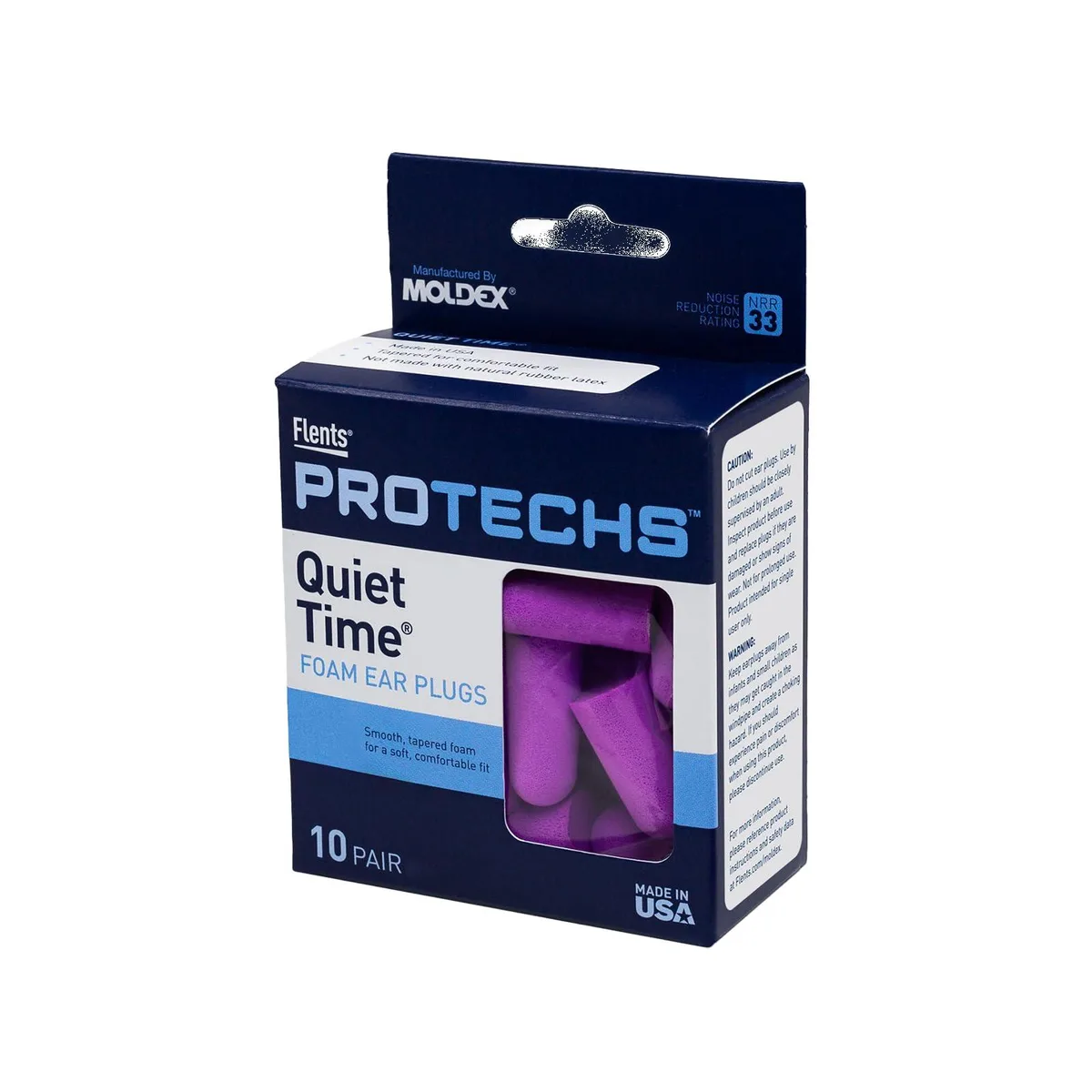 Flents 68000AMZ Foam Ear Plugs, NRR 33 dB, 10 Pair, Purple — product photo