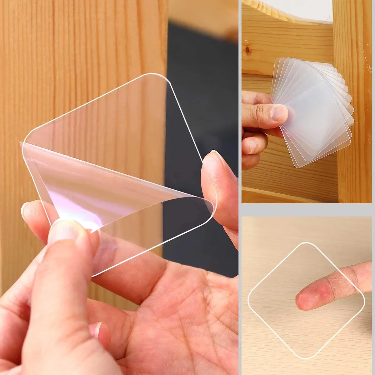 Ten clear square gel pads 60mm 2.36in on backing sheet