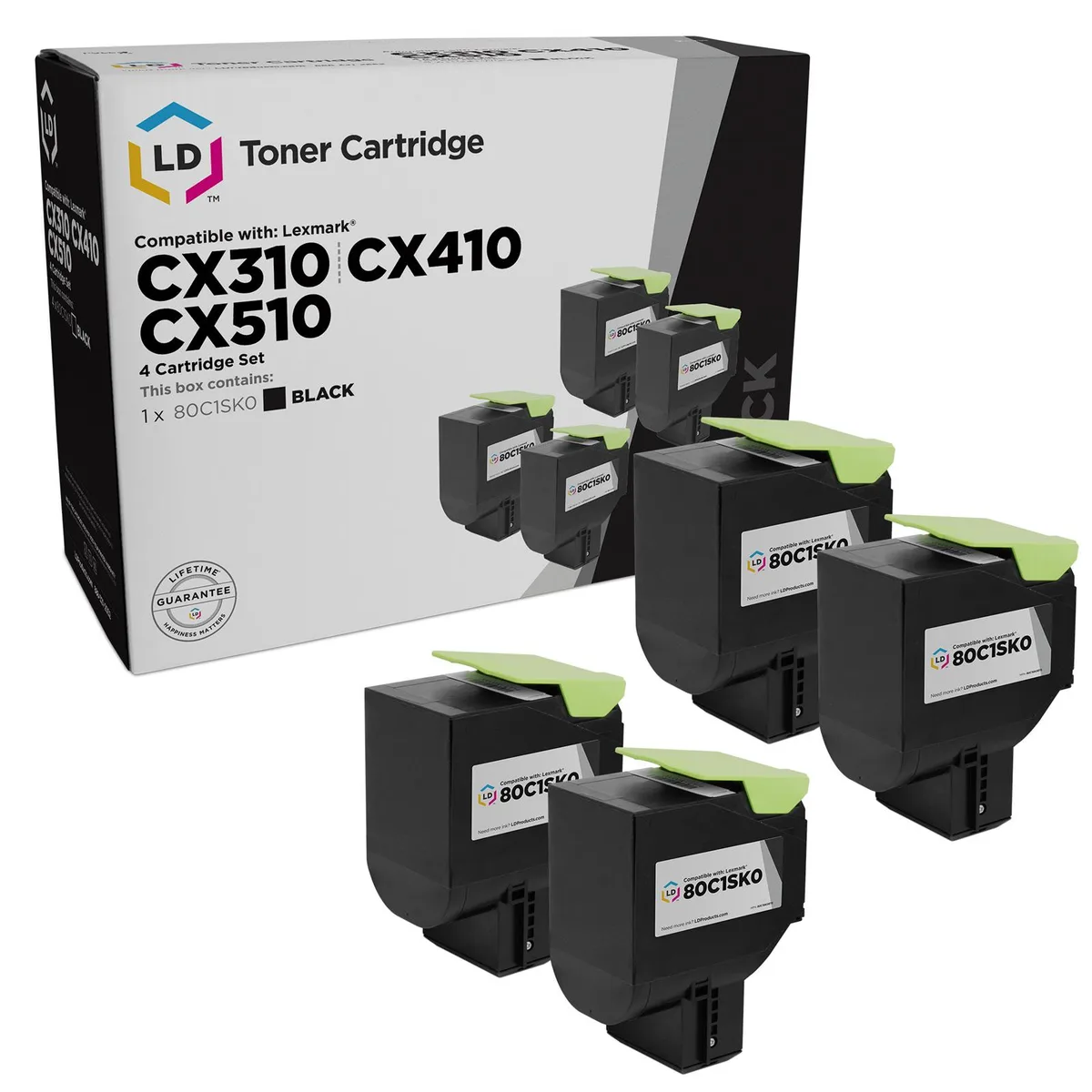 LD Products LD Products Remanufactured Toner Cartridge 801SK 4-Pack Black — product photo